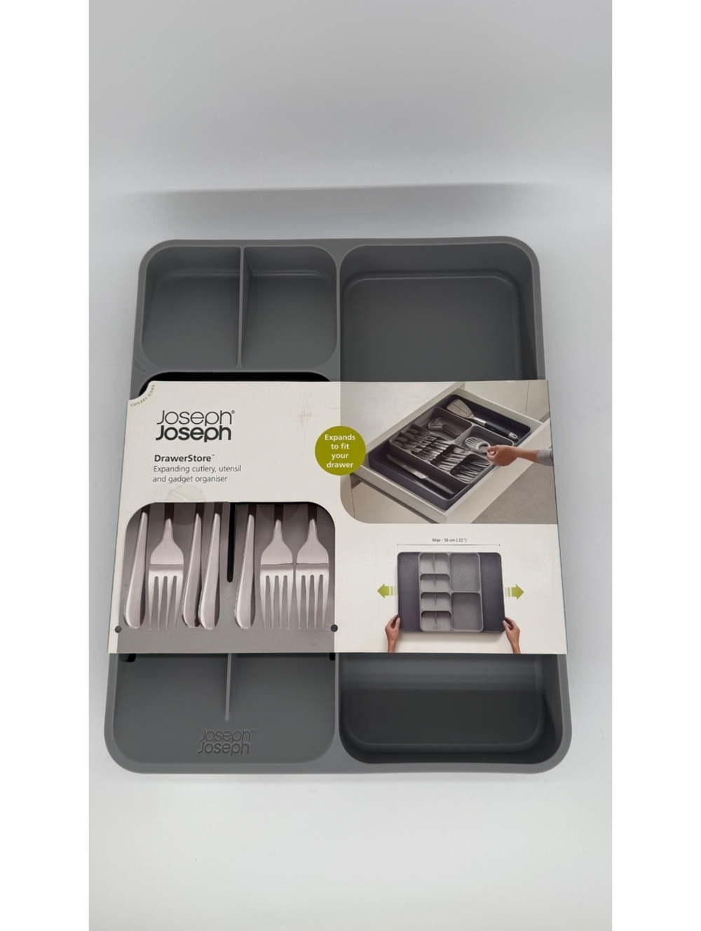 Joseph Joseph DrawerStore Expanding Cutlery Utensil Organizer Grey 85166